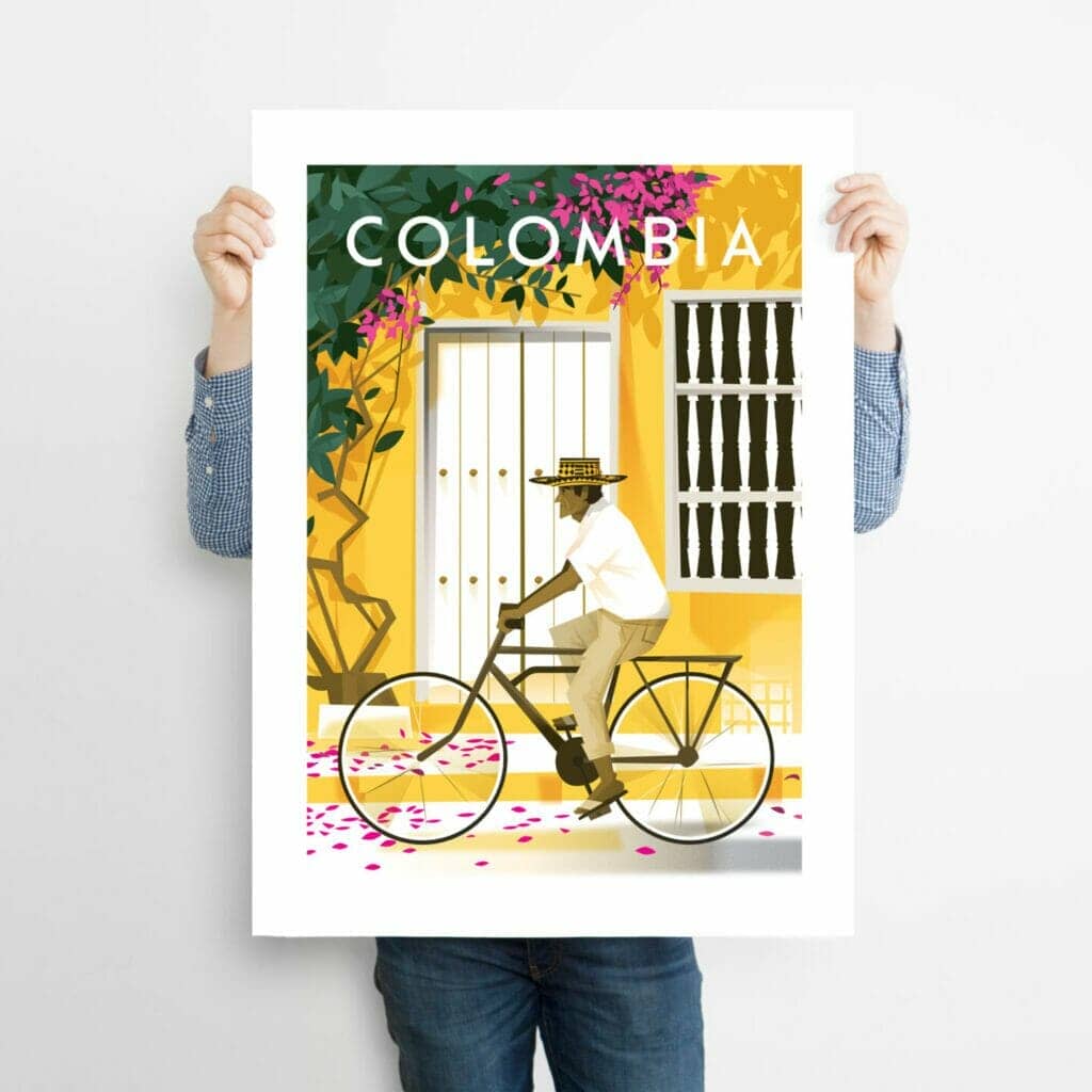 affiche bici colombia travel poster